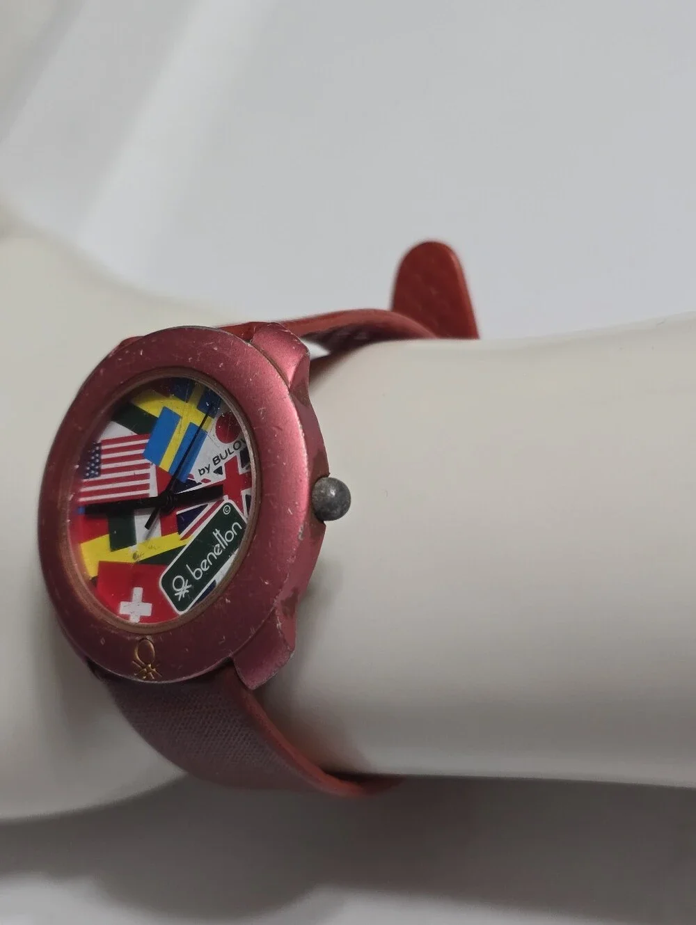Vintage 90s Benetton Watch By Bulova International Flag Design
